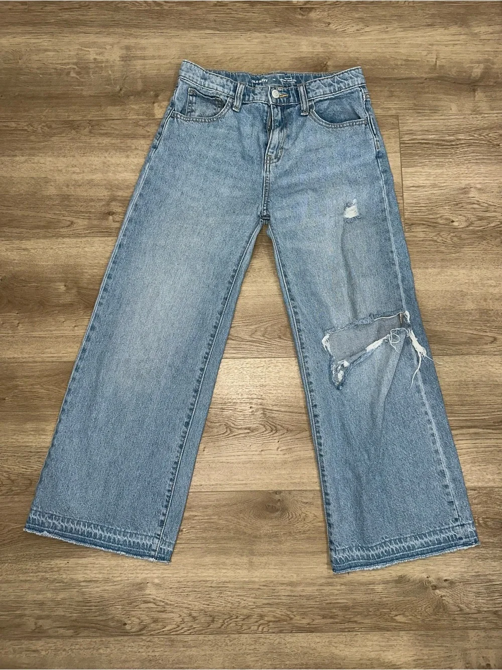 Old Navy Light Blue Wide Leg Distressed Kids Jeans